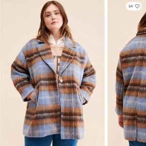 Greylin brushed plaid relaxed coat